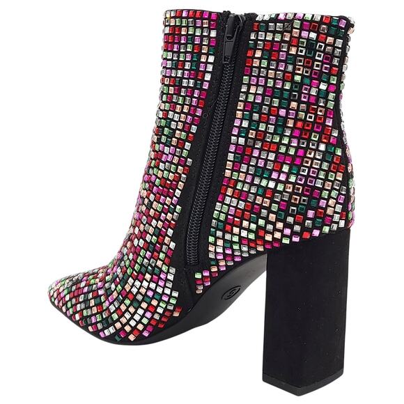 Wild Pair Women Ingrid Block Heel Ankle Bootie Size US 5M Multi Bling Rhinestone - Picture 3 of 7